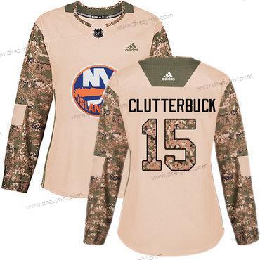 Adidas New York Islanders #15 Cal Clutterbuck Camo Autentické 2017 Veterans Day Sešitý NHL dres – Dámské