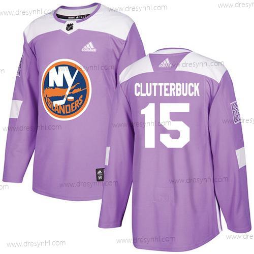 Adidas New York Islanders #15 Cal Clutterbuck Nachový Autentické Bojuje proti rakovině Sešitý NHL dres – Pánské