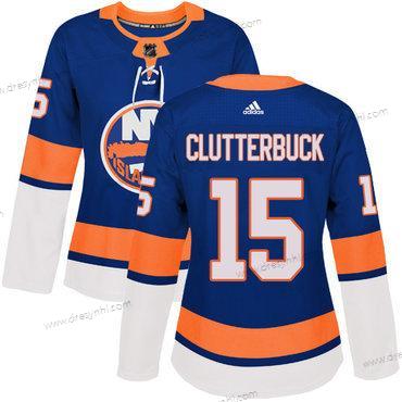 Adidas New York Islanders #15 Cal Clutterbuck Royal Modrý Domácí dres Autentické Sešitý NHL dres – Dámské