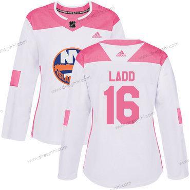 Adidas New York Islanders #16 Andrew Ladd Bílý Růžový Autentické Sešitý NHL dres – Dámské