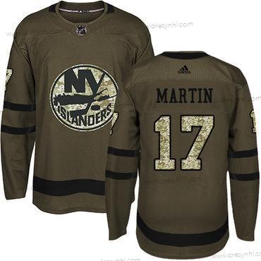 Adidas New York Islanders #17 Matt Martin Zelená Salute to Service Sešitý NHL dres – Pánské