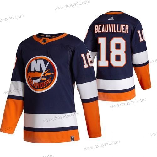 Adidas New York Islanders #18 Anthony Beauvillier Námořnictvo Modrý 2020-21 Obrácený Retro Náhradní NHL dres – Pánské