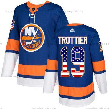 Adidas New York Islanders #19 Bryan Trottier Royal Modrý Domácí dres Autentické USA Flag Sešitý NHL dres – Pánské