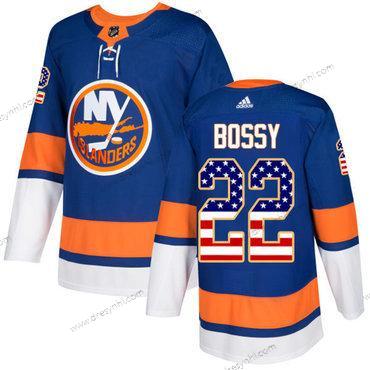 Adidas New York Islanders #22 Mike Bossy Royal Modrý Domácí dres Autentické USA Flag Sešitý NHL dres – Pánské