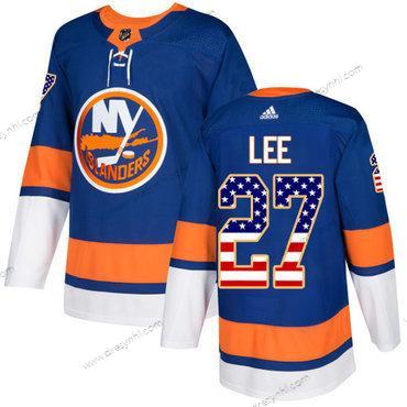 Adidas New York Islanders #27 Anders Lee Royal Modrý Domácí dres Autentické USA Flag Sešitý NHL dres – Pánské