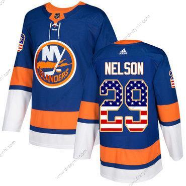 Adidas New York Islanders #29 Brock Nelson Royal Modrý Domácí dres Autentické USA Flag Sešitý NHL dres – Pánské