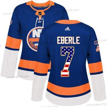 Adidas New York Islanders #7 Jordan Eberle Royal Modrý Domácí dres Autentické USA Flag Sešitý NHL dres – Dámské