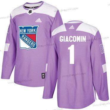 Adidas New York Rangers #1 Eddie Giacomin Nachový Autentické Bojuje proti rakovině Sešitý NHL dres – Pánské