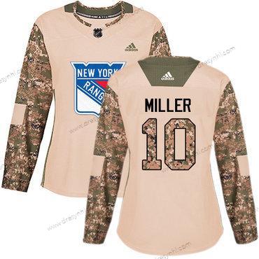 Adidas New York Rangers #10 J.T. Miller Camo Autentické 2017 Veterans Day Sešitý NHL dres – Dámské