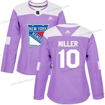 Adidas New York Rangers #10 J.T. Miller Nachový Autentické Bojuje proti rakovině Sešitý NHL dres – Dámské