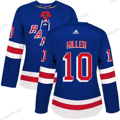 Adidas New York Rangers #10 J.T. Miller Royal Modrý Domácí dres Autentické Sešitý NHL dres – Dámské