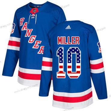 Adidas New York Rangers #10 J.T. Miller Royal Modrý Domácí dres Autentické USA Flag Sešitý NHL dres – Pánské