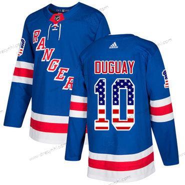 Adidas New York Rangers #10 Ron Duguay Royal Modrý Domácí dres Autentické USA Flag Sešitý NHL dres – Pánské