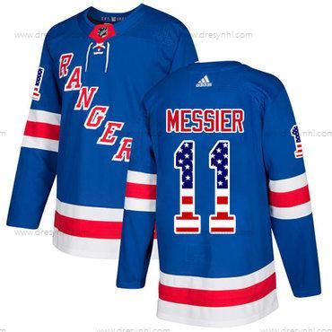 Adidas New York Rangers #11 Mark Messier Royal Modrý Domácí dres Autentické USA Flag Sešitý NHL dres – Pánské