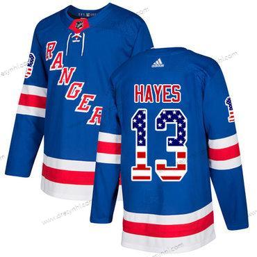 Adidas New York Rangers #13 Kevin Hayes Royal Modrý Domácí dres Autentické USA Flag Sešitý NHL dres – Pánské