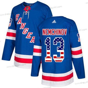 Adidas New York Rangers #13 Sergei Nemchinov Royal Modrý Domácí dres Autentické USA Flag Sešitý NHL dres – Pánské