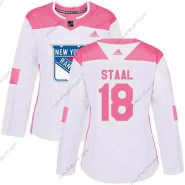 Adidas New York Rangers #18 Marc Staal Bílý Růžový Autentické Sešitý NHL dres – Dámské