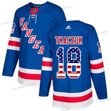 Adidas New York Rangers #18 Walt Tkaczuk Royal Modrý Domácí dres Autentické USA Flag Sešitý NHL dres – Pánské