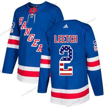 Adidas New York Rangers #2 Brian Leetch Royal Modrý Domácí dres Autentické USA Flag Sešitý NHL dres – Pánské