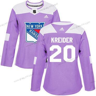 Adidas New York Rangers #20 Chris Kreider Nachový Autentické Bojuje proti rakovině Sešitý NHL dres – Dámské