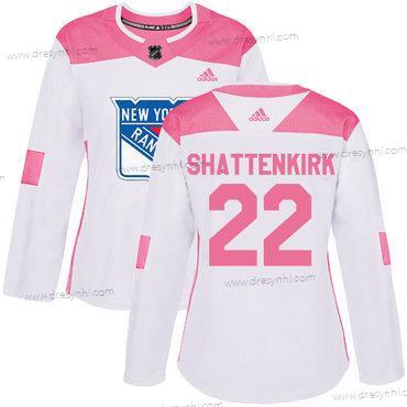 Adidas New York Rangers #22 Kevin Shattenkirk Bílý Růžový Autentické Sešitý NHL dres – Dámské