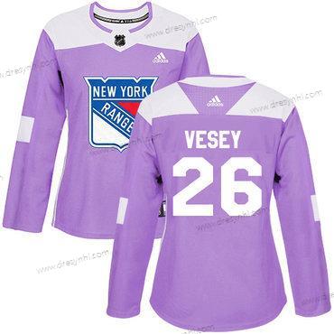 Adidas New York Rangers #26 Jimmy Vesey Nachový Autentické Bojuje proti rakovině Sešitý NHL dres – Dámské