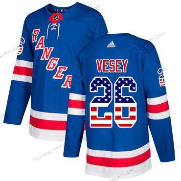 Adidas New York Rangers #26 Jimmy Vesey Royal Modrý Domácí dres Autentické USA Flag Sešitý NHL dres – Pánské