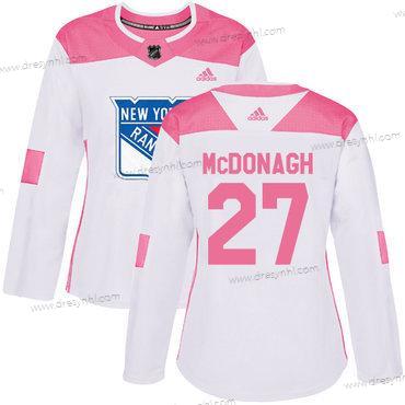 Adidas New York Rangers #27 Ryan Mcdonagh Bílý Růžový Autentické Sešitý NHL dres – Dámské