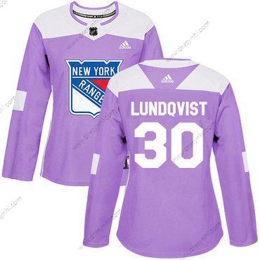 Adidas New York Rangers #30 Henrik Lundqvist Nachový Autentické Bojuje proti rakovině Sešitý NHL dres – Dámské