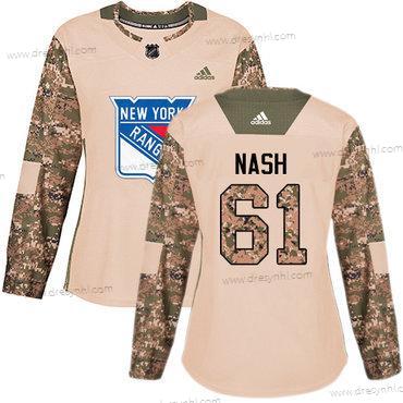 Adidas New York Rangers #61 Rick Nash Camo Autentické 2017 Veterans Day Sešitý NHL dres – Dámské