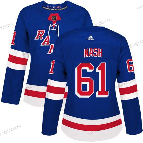 Adidas New York Rangers #61 Rick Nash Royal Modrý Domácí dres Autentické Sešitý NHL dres – Dámské