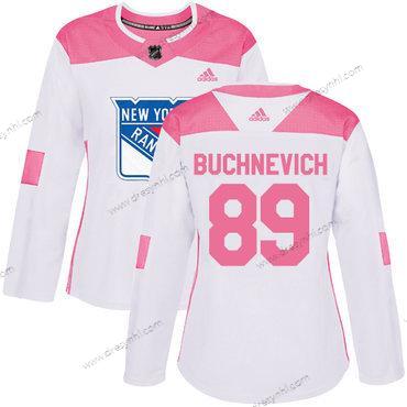 Adidas New York Rangers #89 Pavel Buchnevich Bílý Růžový Autentické Sešitý NHL dres – Dámské