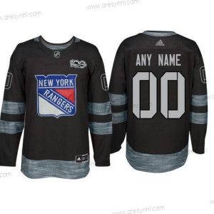 Adidas New York Rangers Personalizované Černá 1917-2017 100th Výročí Sešitý NHL dres