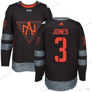 Adidas North Amerika Hokejový #3 Seth Jones Černá 2016 World Cup Of Hokejový Sešitý WCH Game dres – Pánské