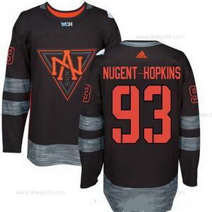 Adidas North Amerika Hokejový #93 Ryan Nugent Hopkins Černá 2016 World Cup Of Hokejový Sešitý WCH Game dres – Pánské