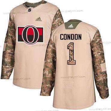 Adidas Ottawa Senators #1 Mike Condon Camo Autentické 2017 Veterans Day Sešitý NHL dres – Pánské