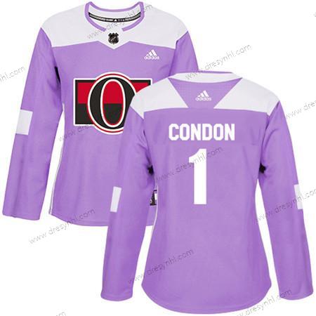 Adidas Ottawa Senators #1 Mike Condon Nachový Autentické Bojuje proti rakovině Sešitý NHL dres – Dámské