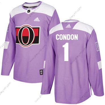 Adidas Ottawa Senators #1 Mike Condon Nachový Autentické Bojuje proti rakovině Sešitý NHL dres – Pánské