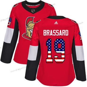 Adidas Ottawa Senators #19 Derick Brassard Červené Domácí dres Autentické USA Flag Sešitý NHL dres – Dámské