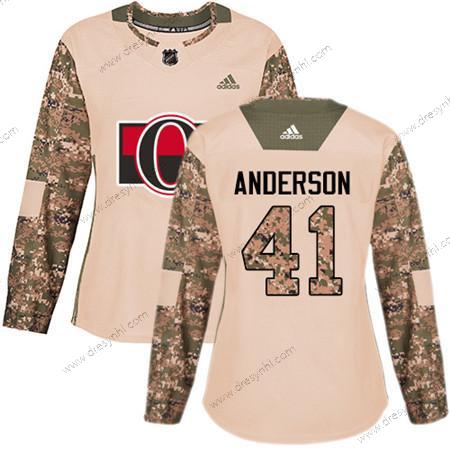 Adidas Ottawa Senators #41 Craig Anderson Camo Autentické 2017 Veterans Day Sešitý NHL dres – Dámské