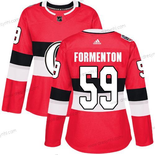 Adidas Ottawa Senators #59 Alex Formenton Červené Autentické 1917-2017 100th Klasický NHL dres – Dámské