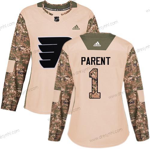 Adidas Philadelphia Flyers #1 Bernie Parent Camo Autentické 2017 Veterans Day Sešitý NHL dres – Dámské