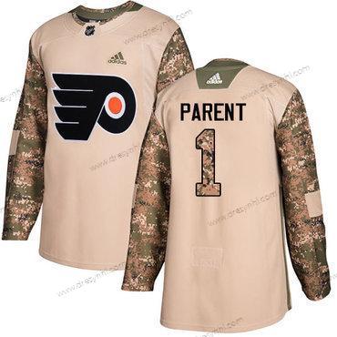 Adidas Philadelphia Flyers #1 Bernie Parent Camo Autentické 2017 Veterans Day Sešitý NHL dres – Pánské