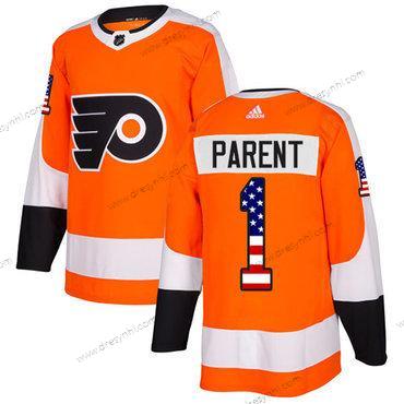 Adidas Philadelphia Flyers #1 Bernie Parent Oranžová Domácí dres Autentické USA Flag Sešitý NHL dres – Pánské