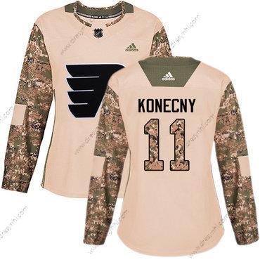 Adidas Philadelphia Flyers #11 Travis Konecny Camo Autentické 2017 Veterans Day Sešitý NHL dres – Dámské