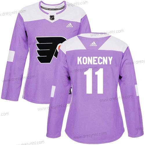 Adidas Philadelphia Flyers #11 Travis Konecny Nachový Autentické Bojuje proti rakovině Sešitý NHL dres – Dámské