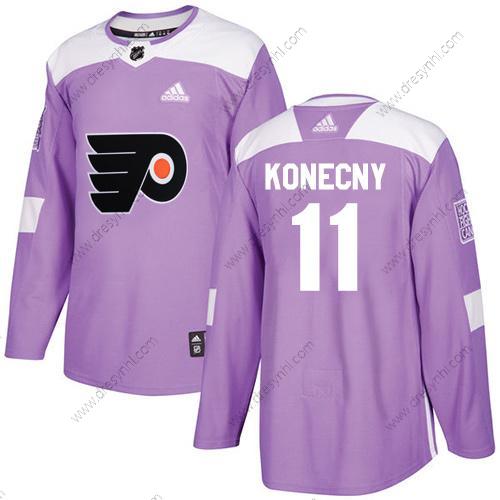 Adidas Philadelphia Flyers #11 Travis Konecny Nachový Autentické Bojuje proti rakovině Sešitý NHL dres – Pánské