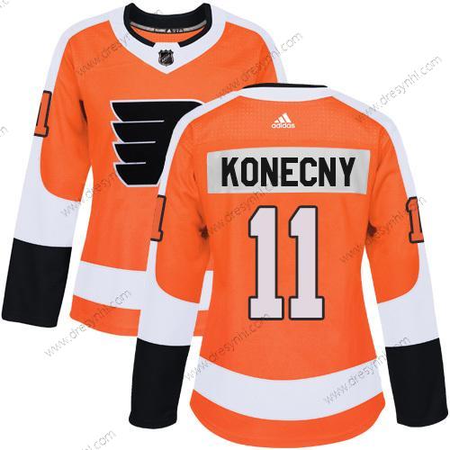 Adidas Philadelphia Flyers #11 Travis Konecny Oranžová Domácí dres Autentické Sešitý NHL dres – Dámské