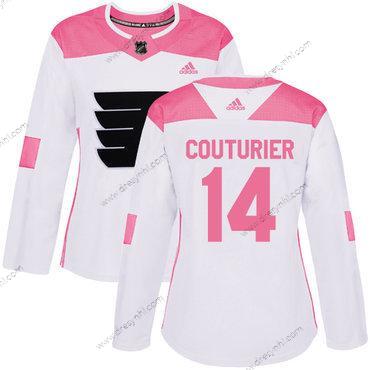 Adidas Philadelphia Flyers #14 Sean Couturier Bílý Růžový Autentické Sešitý NHL dres – Dámské