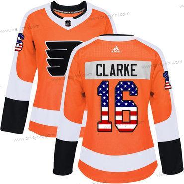 Adidas Philadelphia Flyers #16 Bobby Clarke Oranžová Domácí dres Autentické USA Flag Sešitý NHL dres – Dámské